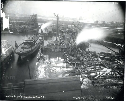 Charlestown Bridge (Construction of Foundation No. 3) January 15, 1909
