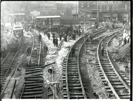 Streetcar Trackwork above Pleasant Street Station on the Tremont Street Subway 1908