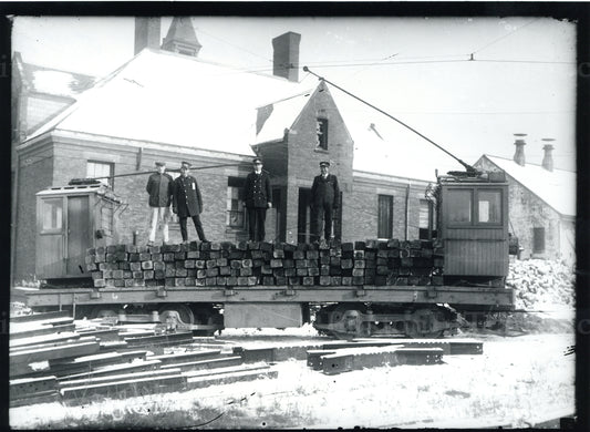 Boston Elevated Railway Co. Work Car Loaded with Ties