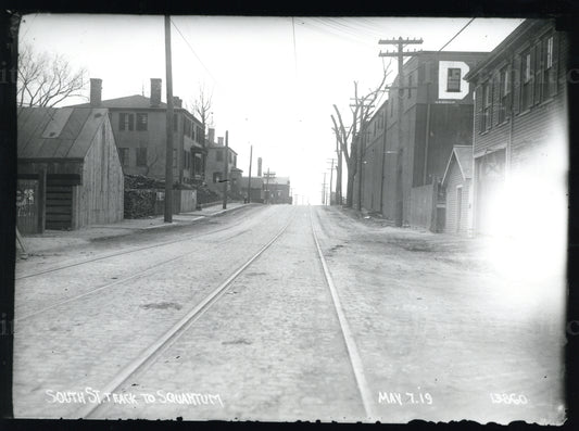 Streetcar Tracks on South Street to Squantum, Quincy, Massachusetts 1919 #13860
