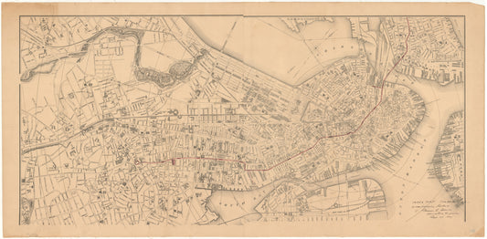 Boston, Massachusetts 1891: Proposed Route of the Main Line Elevated Railway