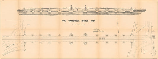 Cambridge Bridge Commission Report 1909: New Bridge Plan and Elevation 1907