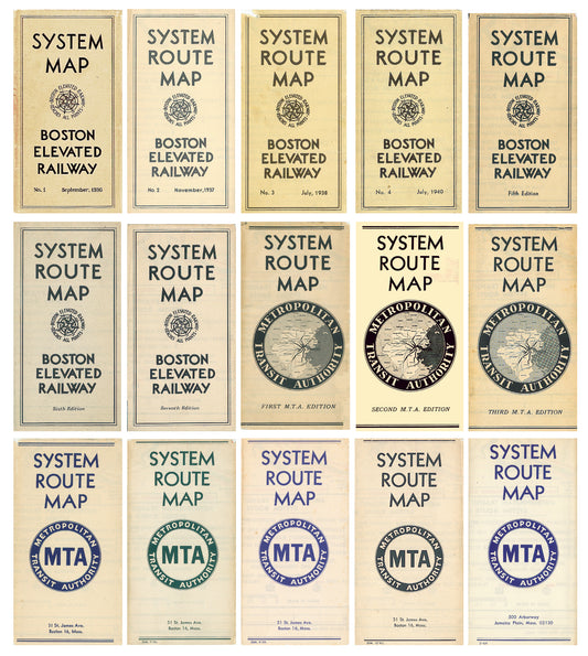 Boston System Route Map Covers 1936 - 1964