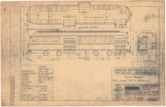 Vehicle Data Sheet 31152: MBTA PCC Cars #3272-3321, 1951 V2