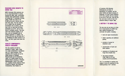 MBTA Bi-Level Commuter Rail Coach Brochure (Side B) Circa 1990