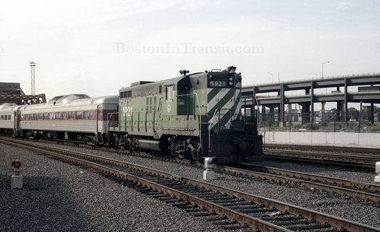 Train of RDCs led by MBTA Locomotive 1921 at North Station 1967