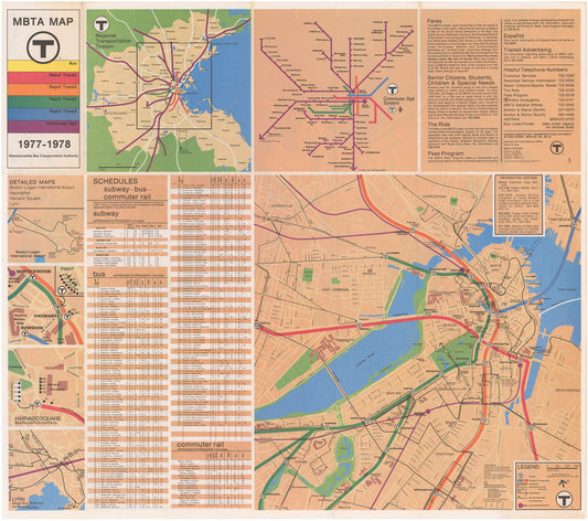 MBTA System Route Map 1977-1978 (Side B)