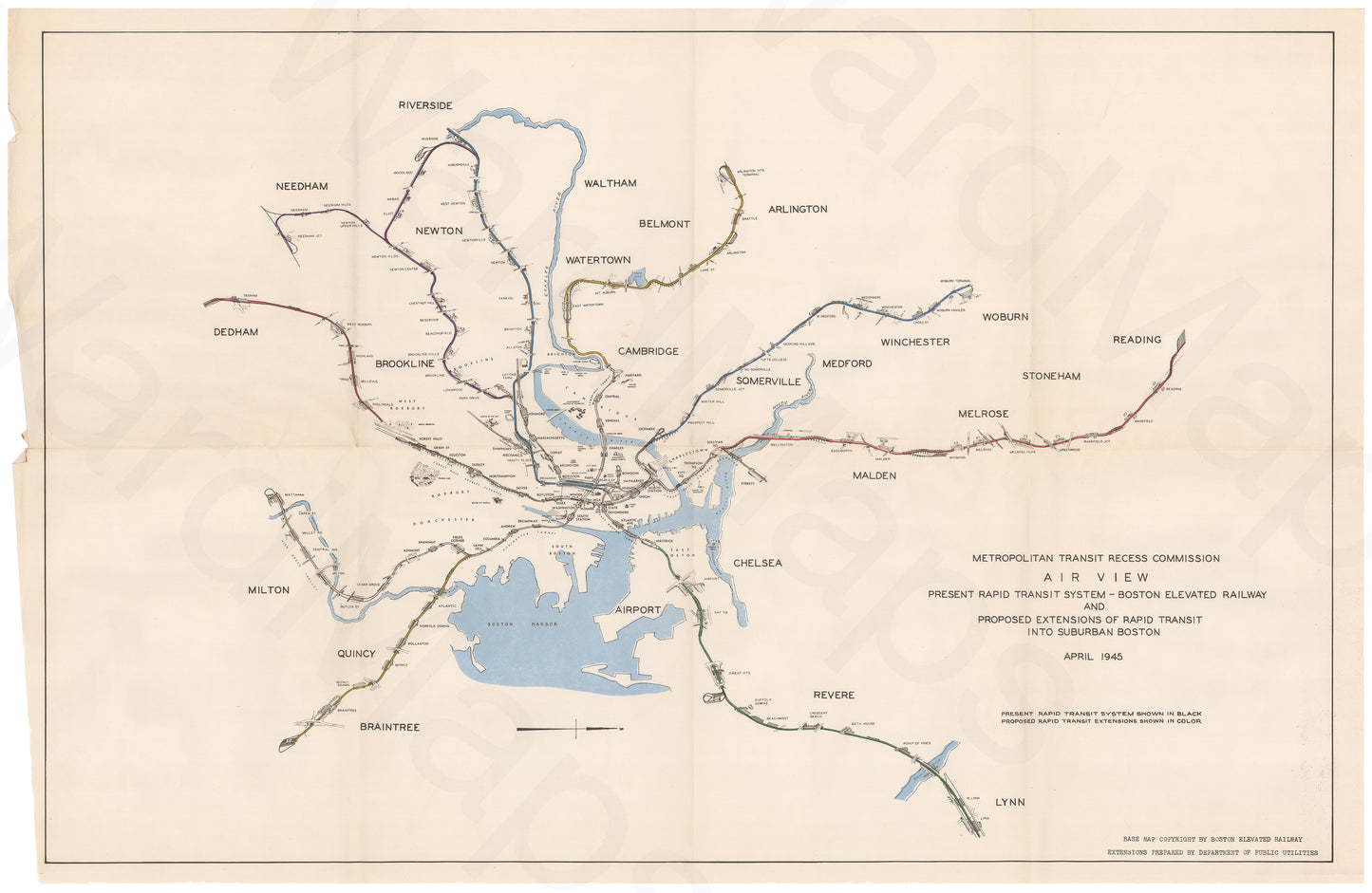 Present and Proposed Extensions of Rapid Transit Facilities April 1945