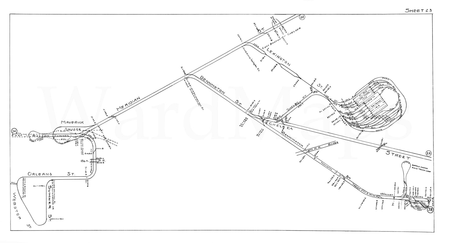 Boston Elevated Railway Co. Track Plans 1946 Plate 23: East Boston
