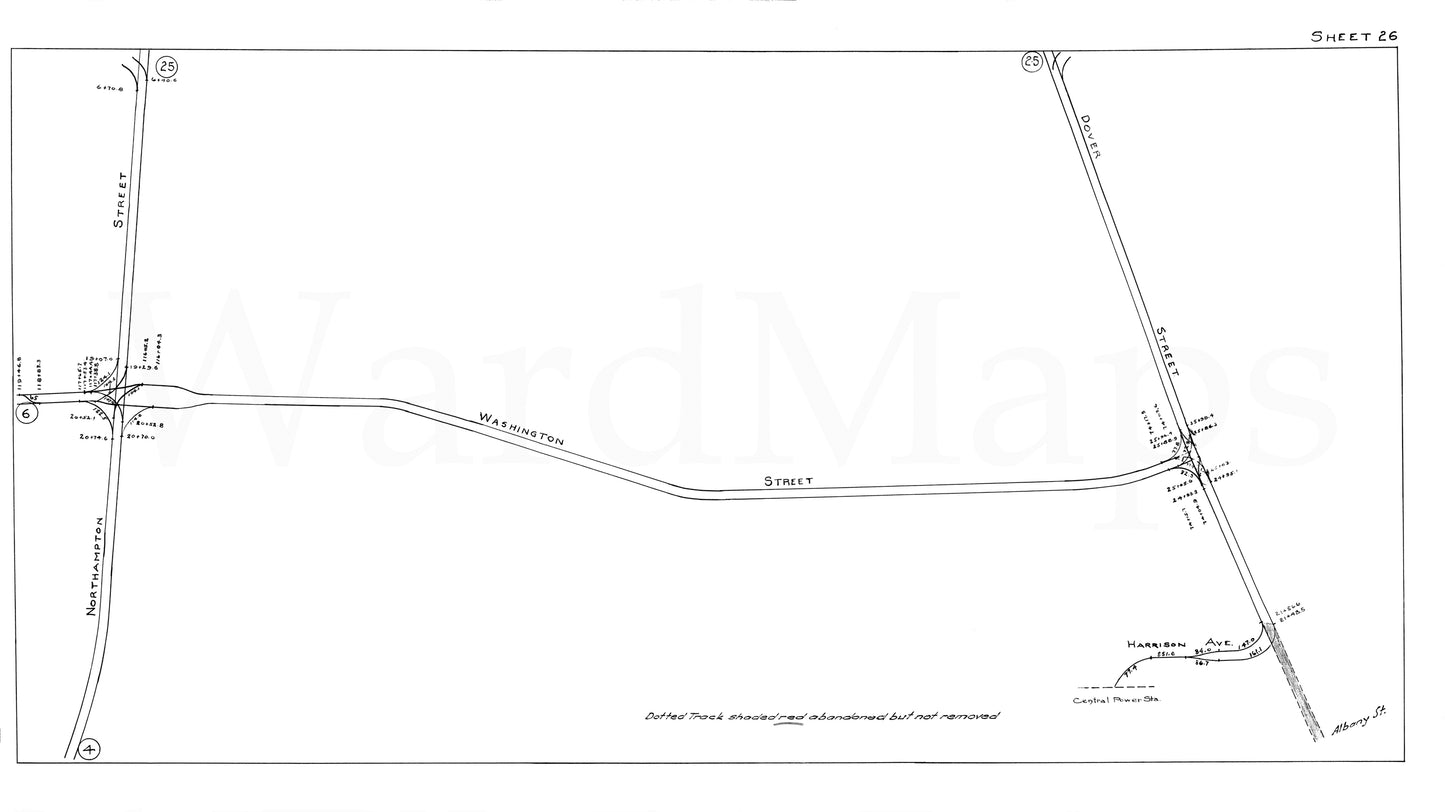 Boston Elevated Railway Co. Track Plans 1946 Plate 26: Boston - South End