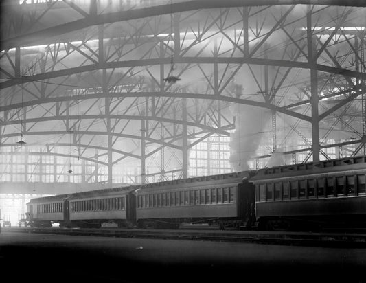 Coaches Under the Great Shed at South Station Circa 1930