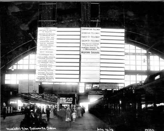 Sullivan Square Station Streetcar Departure Boards, July 16, 1913