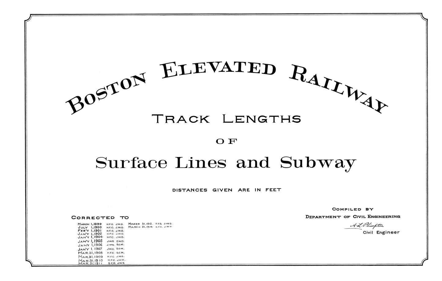 Boston Elevated Railway Co. Track Plans 1914 Title Page