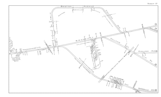 Boston Elevated Railway Co. Track Plans 1914 Sheet 17: Arlington, Cambridge, and Somerville