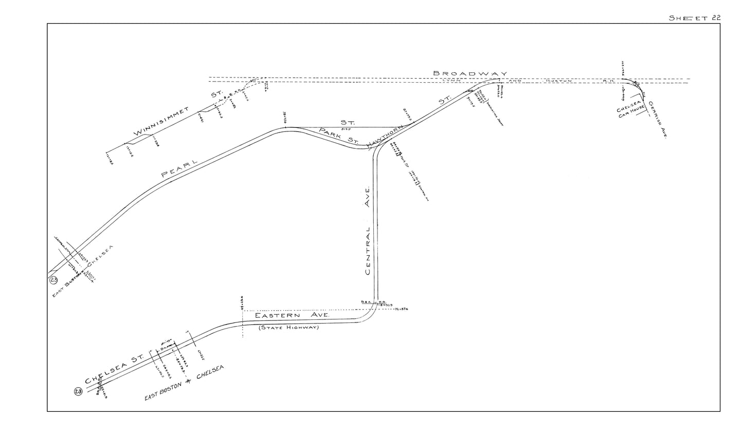 Boston Elevated Railway Co. Track Plans 1914 Sheet 22: Chelsea