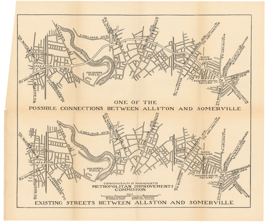 Connections Between Allston and Somerville, Massachusetts 1909: Existing and Possible
