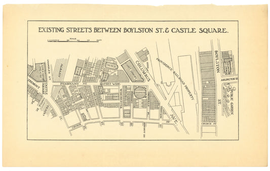 Boston, Massachusetts 1909: Streets Between Boylston St. and Castle Sq.