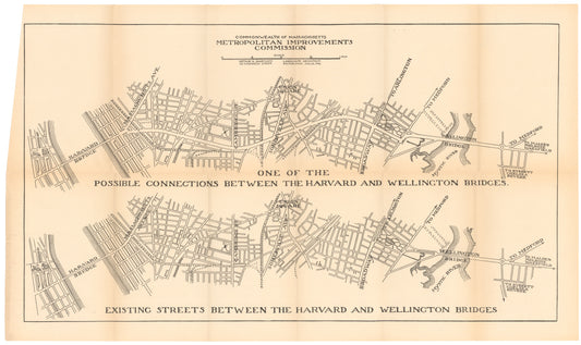 Connections Between Harvard and Wellington Bridges, Cambridge, Massachusetts 1909: Existing and Proposed