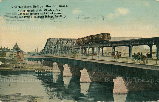 Charlestown Bridge with Three-Car Elevated Train