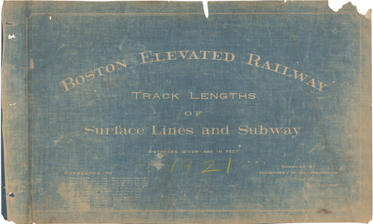 Boston Elevated Railway Co. Track Plans 1921 Title Page