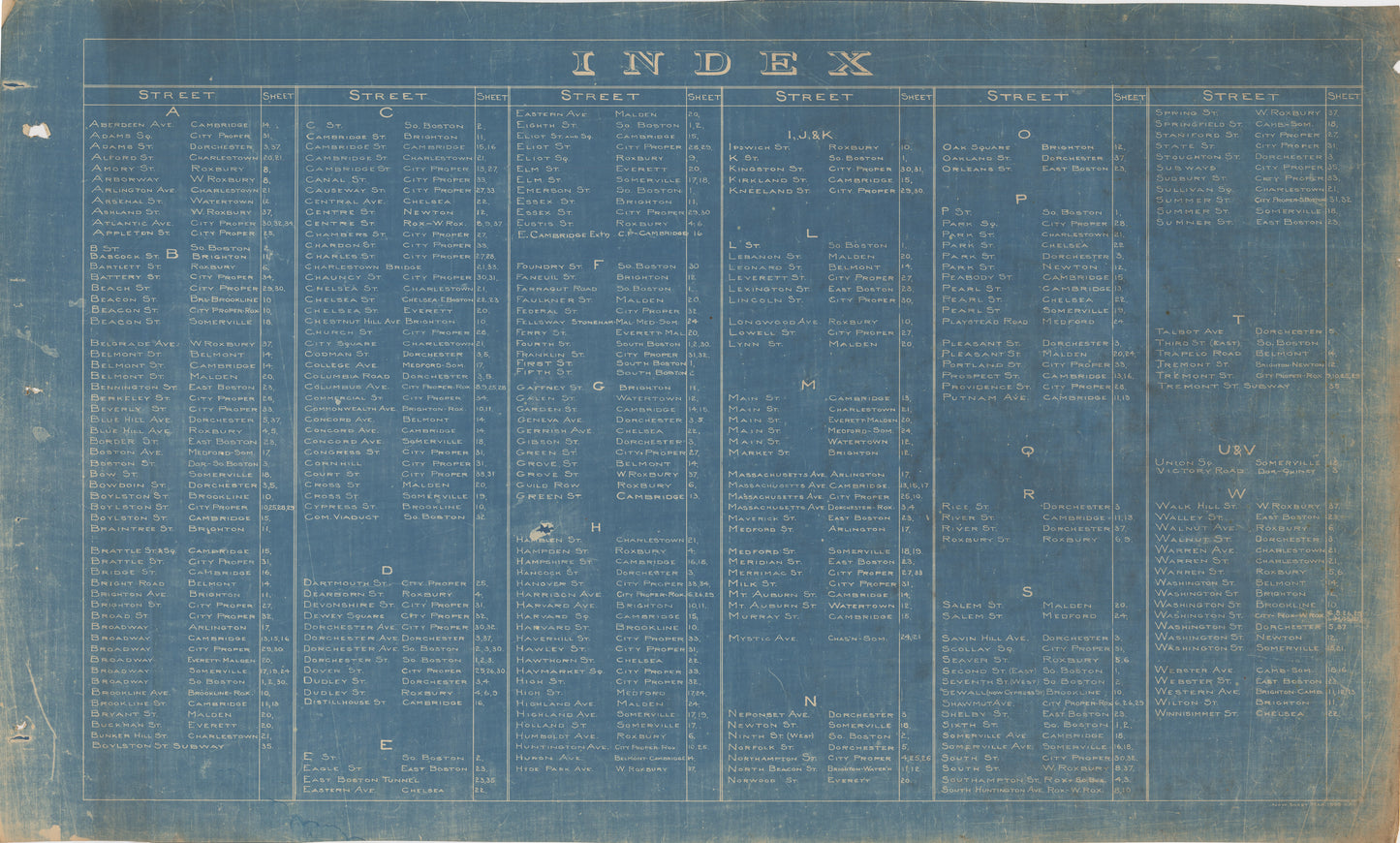 Boston Elevated Railway Co. Track Plans 1921 Index
