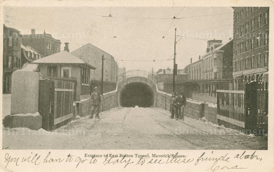 East Boston Tunnel Entrance, Maverick Square, Boston with Snow