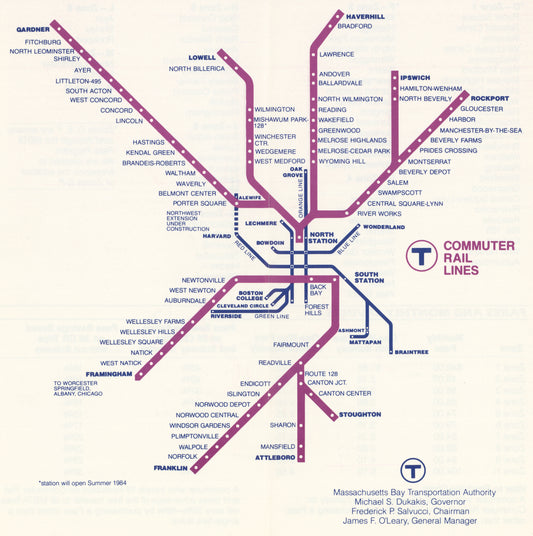 MBTA "Going Your Way" Commuter Rail Brochure Map 1983