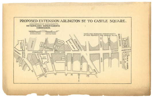 Boston, Massachusetts 1909: Proposed Extension Arlington Street to Castle Square