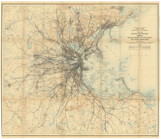 Greater Boston, Massachusetts 1909: Existing and Proposed Radial Thoroughfares