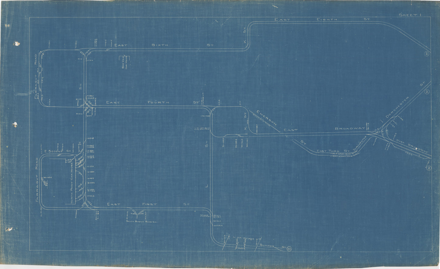 Boston Elevated Railway Co. Track Plans 1921 Plate 01: South Boston