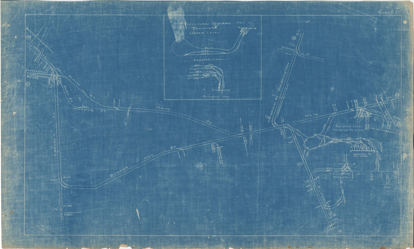 Boston Elevated Railway Co. Track Plans 1921 Plate 21: Charlestown