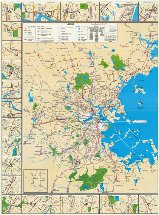 MBTA System Route Map 1992 (Side A)