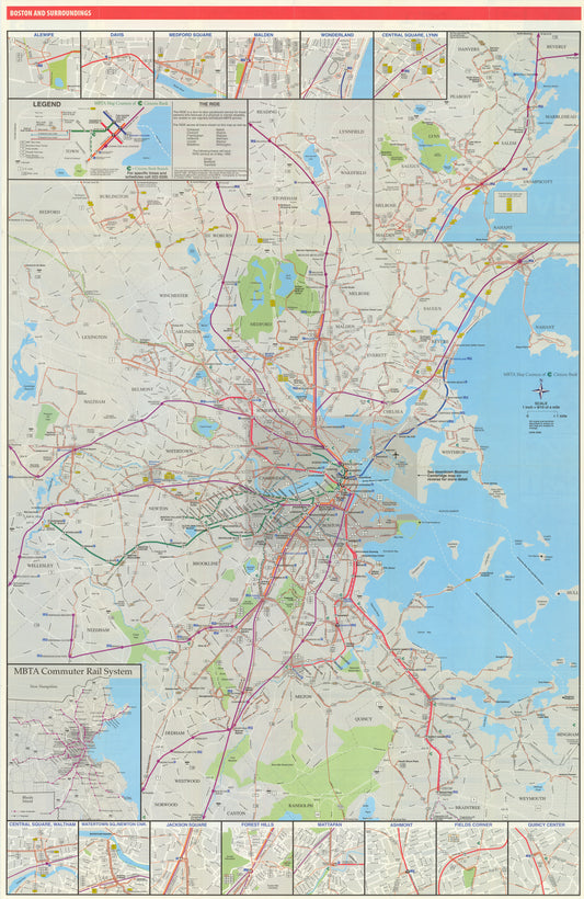 MBTA System Route Map 1996 (Side B)