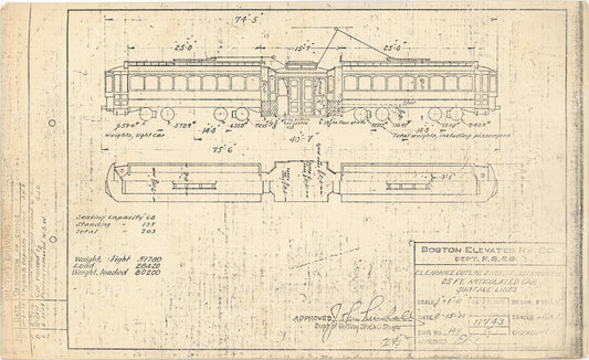 Vehicle Data Sheet 11743: Boston Elevated Railway Co. 25' Articulated Car 1924