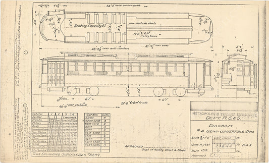 Vehicle Data Sheet 23544: MTA Type 4 Semi-Convertible Cars 1949