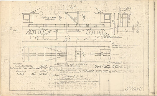 Vehicle Data Sheet 5703-U: MTA Work Car #1594