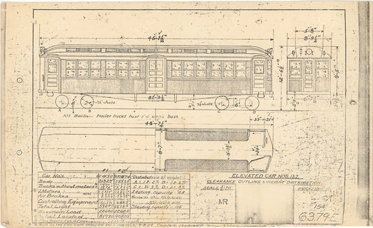 Vehicle Data Sheet 6379-E: Boston Elevated Railway Co. Elevated Car Types 1-2, 1924