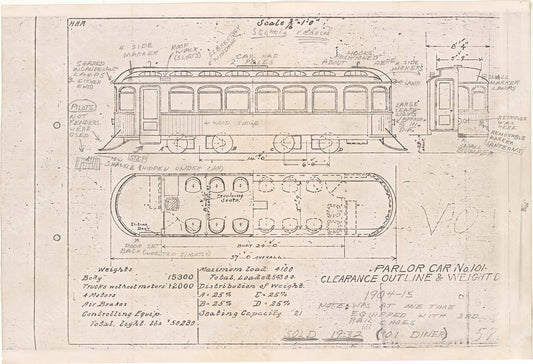 Vehicle Data Sheet 5702: Boston Elevated Railway Co. Parlor Car #101 (with notes)