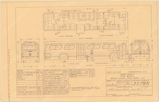 Vehicle Data Sheet 35795: MBTA GM Buses #6000-6104; 6120-6219, 1968