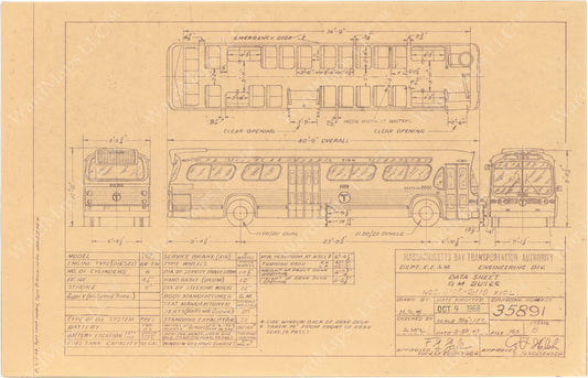 Vehicle Data Sheet 35891: MBTA GM Buses #6105-6119, 1968