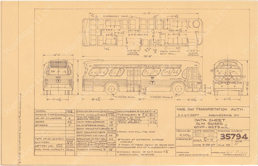 Vehicle Data Sheet 35891: MBTA GM Buses #6500-6579, 1968