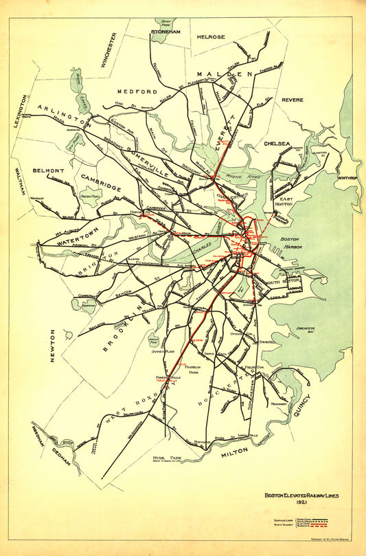 Boston Elevated Railway Lines 1921