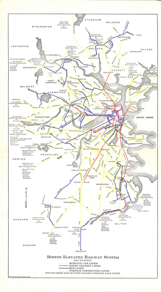 Boston Elevated Railway Guide Map 1929