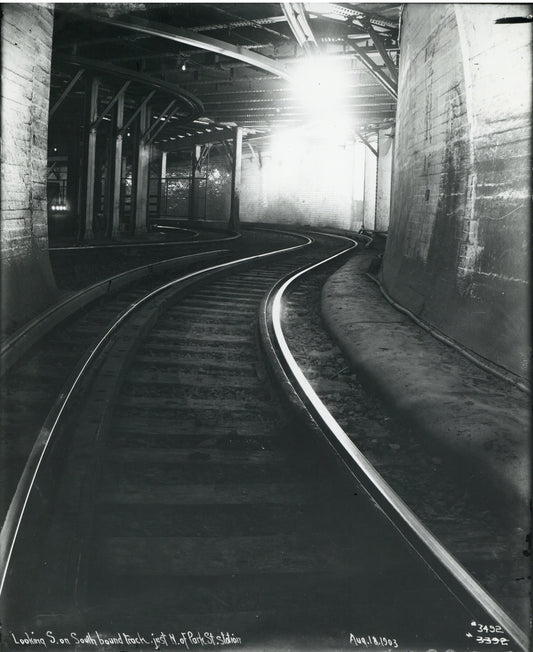 Looking South on Southbound Track just North of Park Street Station 1903