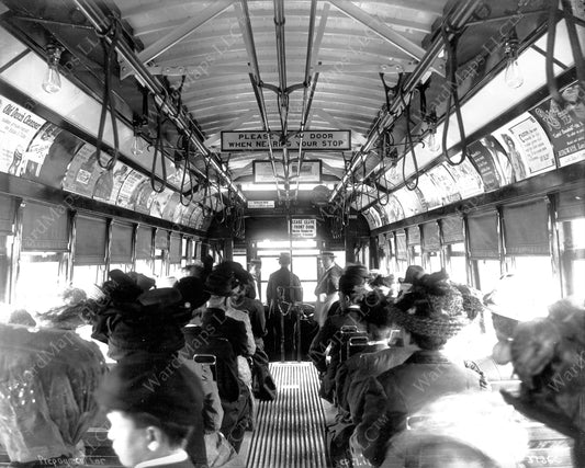 Boston Elevated Railway Co. Semi-convertible Streetcar #5198 Interior 1911