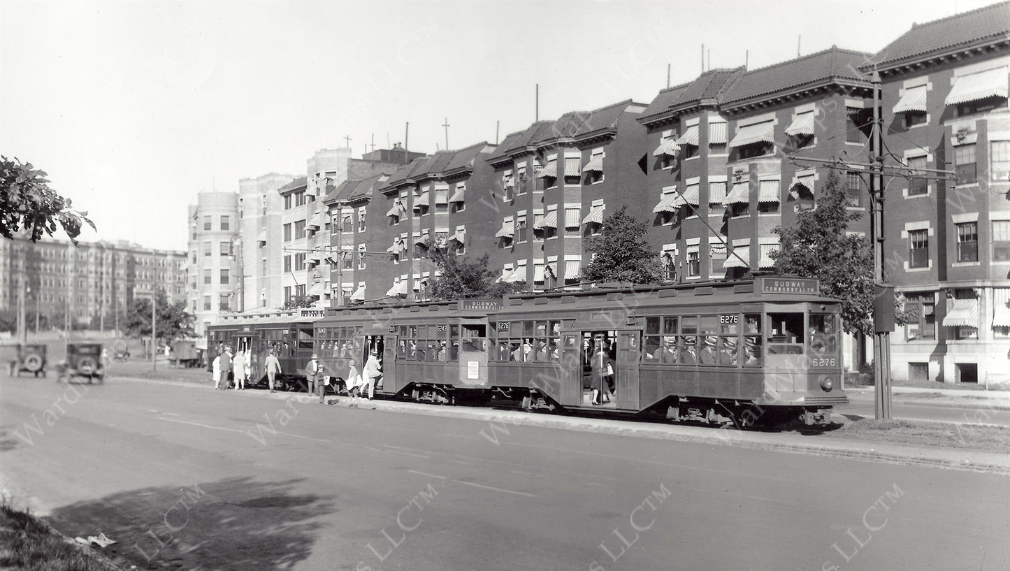 Center-entrance Streetcars on Commonwealth Avenue 1927