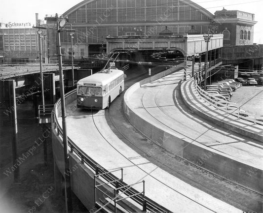 Trackless Trolley at Sullivan Square Station, December 11, 1946