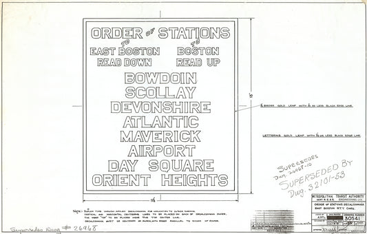 Order of Stations Sign Fabrication Drawing 1951