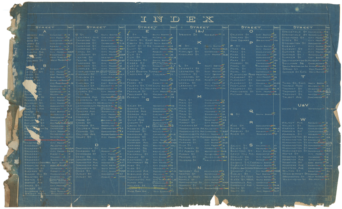 Boston Elevated Railway Co. Track Plans 1908 Index