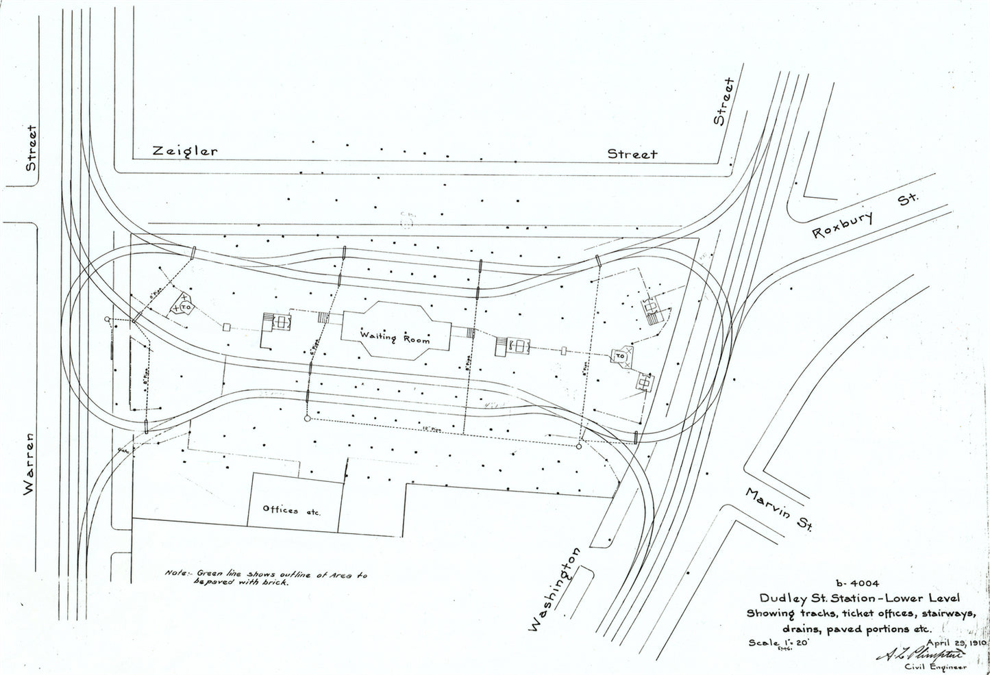 Dudley Street Terminal Street-level Plan April 29, 1910